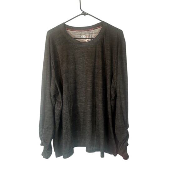 Muk Luks Gray Long Ruched Sleeve Soft Crew Neck Pullover Top Shirt Women Sz P3X - Picture 1 of 9